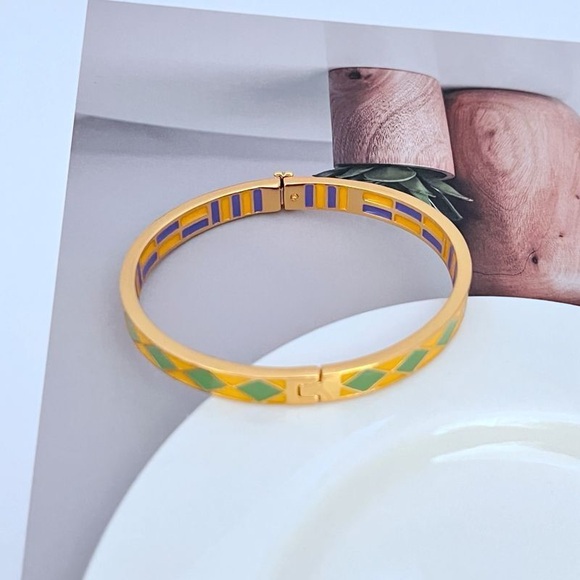 Tory Burch Gold Bracelet with Green and Blue Enamel - Picture 4 of 5